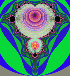 Mandelbrot Set with Repeating Points highlighted - click to enlarge